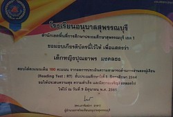 เกียรติบัติสอบได้100คะแนน